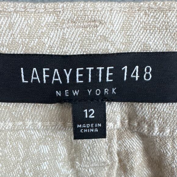 Lafayette 148 Medallion Pants Linen Blend Cream Sz 12 NWT Quiet Luxury Normcore - Picture 8 of 10